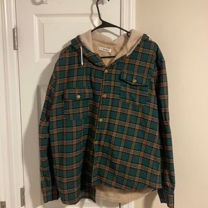 Green fluff lined flannel